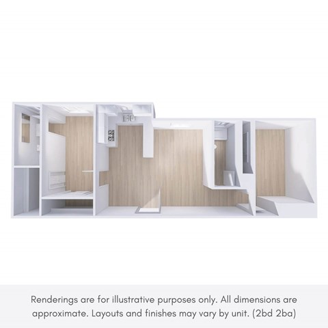 Floor plan for 2 beds, 2 baths, 1000 sqft